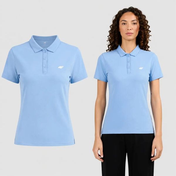 KOSZULKA DAMSKA POLO 4F BAWENIANA T-SHIRT Z KOŁNIERZYKIEM F0836. Niebieskie bluzki sportowe damskie 4f, uniwersalny, z bawełny, bez kołnierzyka, bez ramiączek. Za 89.99 zł.