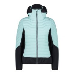 Kurtka hybrydowa z odpinanym kapturem damska CMP. Niebieskie kurtki narciarskie i snowboardowe damskie CMP, s, bez wzorów, z materiału, z kapturem, narciarskie, primaloft. Za 619.99 zł.