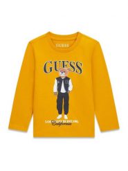 Guess Bluzka N6BI04 K5854 Żółty Regular Fit. Żółte t-shirty chłopięce Guess, z aplikacjami, z bawełny, bez ramiączek. Za 114.99 zł.
