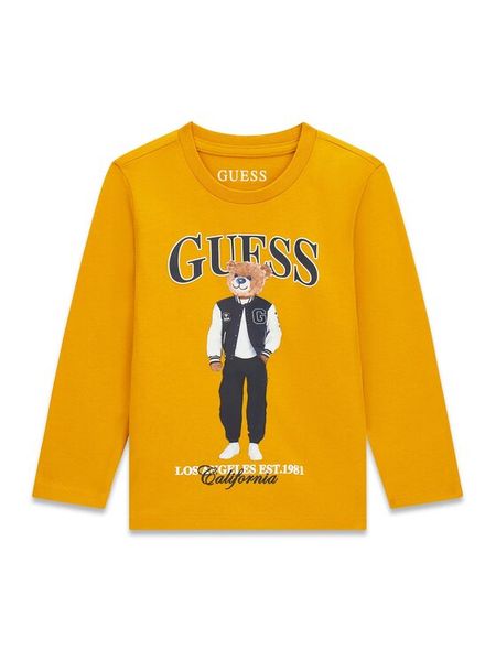 Guess Bluzka N6BI04 K5854 Żółty Regular Fit. Żółte t-shirty chłopięce Guess, z aplikacjami, z bawełny, bez ramiączek. Za 114.99 zł.