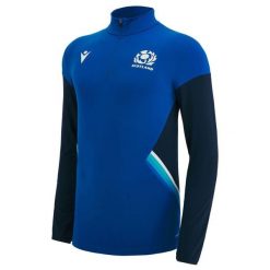 Wodoodporna kurtka 1/4 zip Écosse Travel 2022/23. Niebieskie kurtki męskie Macron, xl, bez wzorów, z materiału, eleganckie, bez kaptura. Za 277.00 zł.