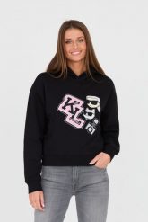 KARL LAGERFELD Czarna bluza Ikonik. Czarne bluzy z kapturem damskie Karl Lagerfeld, s. W wyprzedaży za 699.99 zł.
