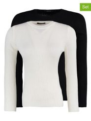 Trendyol Swetry (2 szt.) w kolorze białym i czarnym rozmiar: M. Białe swetry klasyczne damskie Trendyol, m, prążkowane, bez kołnierzyka. Za 86.99 zł.