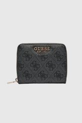 GUESS Czarny mały portfel damski Laurel. Czarne portfele damskie Guess, z aplikacjami, z materiału. W wyprzedaży za 158.99 zł.