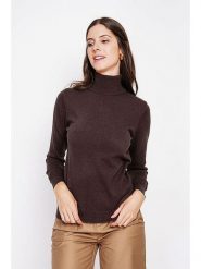 ASSUILI Golf w kolorze ciemnobrązowym rozmiar: 38. Brązowe golfy damskie Assuili, bez wzorów, bez ramiączek. Za 108.99 zł.