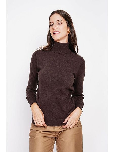 ASSUILI Golf w kolorze ciemnobrązowym rozmiar: 38. Brązowe golfy damskie Assuili, bez wzorów, bez ramiączek. Za 108.99 zł.