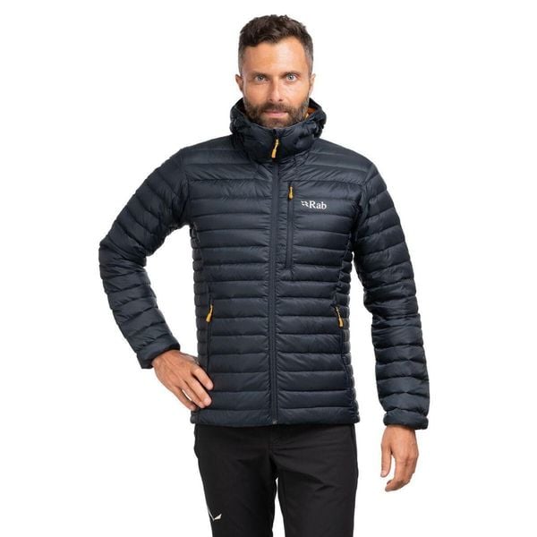 Kurtka puchowa męska Rab Microlight Alpine Jacket z kapturem. Szare kurtki męskie RAB, m, bez wzorów, z puchu, sportowe, z kapturem. Za 1,099.99 zł.