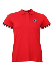 Peak Mountain Koszulka polo w kolorze czerwonym rozmiar: M. Czerwone bluzki damskie Peak Mountain, m, bez wzorów, bez kołnierzyka, bez ramiączek. Za 87.81 zł.