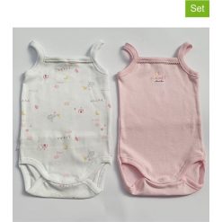Body (2 szt.) w kolorze białym i jasnoróżowym. Białe body niemowlęce Absorba & DIM, bez wzorów, z bawełny, bez ramiączek. W wyprzedaży za 32.95 zł.