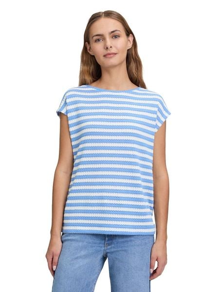 BETTY & CO Koszulka w kolorze błękitno-białym rozmiar: XL. Białe bluzki damskie Betty & Co., xl, bez wzorów, bez kołnierzyka, bez ramiączek. Za 82.99 zł.