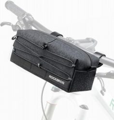 Torba rowerowa na kierownicę ROCKBROS B111 sakwa wodoodporna. Czarne torebki klasyczne damskie ROCKBROS, bez wzorów, z materiału, duże, bez dodatków. Za 64.00 zł.