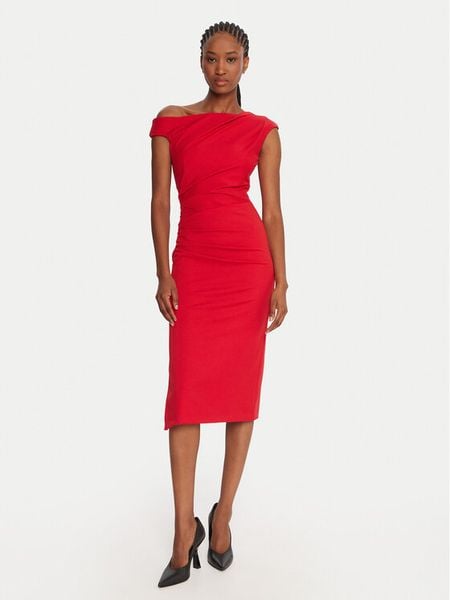 Rinascimento Sukienka koktajlowa CFC0125334003 Czerwony Slim Fit. Czerwone sukienki damskie RINASCIMENTO, xl, bez wzorów, z syntetyku, wizytowe, bez kołnierzyka, bez ramiączek. Za 519.99 zł.