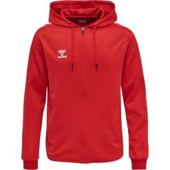 Bluza sportowa męska Hummel Zip. Czerwone bluzy sportowe męskie HUMMEL, bez wzorów, sportowe, bez kołnierzyka, bez ramiączek. Za 209.05 zł.