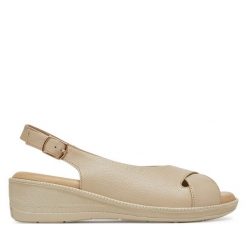 Sandały Go Soft. Brązowe sandały damskie GO SOFT, bez wzorów, bez obcasa, na koturnie. Za 94.99 zł.