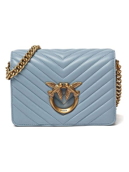 Pinko Skórzana torebka w kolorze błękitnym - 19 x 13 x 7 cm rozmiar: onesize. Niebieskie torebki klasyczne damskie Pinko, bez wzorów, z materiału, pikowane, bez dodatków. Za 1,005.56 zł.