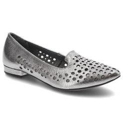 Srebrne Baleriny Exquisite Damskie Stylowe Obuwie. Szare baleriny damskie EXQUISITE, bez wzorów, ze skóry, bez obcasa, na obcasie. Za 179.00 zł.