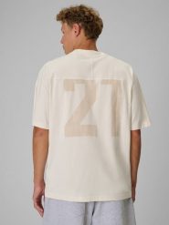 4F Regular Size: T-shirt loose z nadrukiem 4F | Tomasz Fornal - kremowy S. Białe t-shirty męskie 4f, m, z aplikacjami, z bawełny, bez kołnierzyka. Za 99.99 zł.