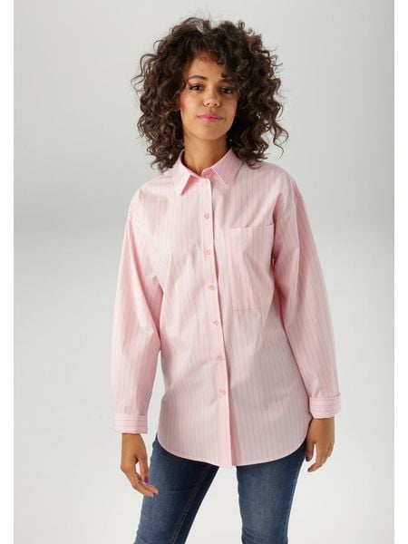 Aniston Koszula w kolorze jasnoróżowym rozmiar: 40. Różowe koszule damskie Aniston, bez wzorów, z bawełny, bez kołnierzyka, bez ramiączek. Za 91.77 zł.