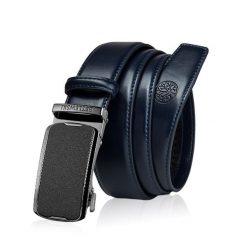 Skórzany pasek męski BETLEWSKI Granatowy 135. Niebieskie paski męskie Betlewski, bez wzorów, ze skóry. Za 99.00 zł.