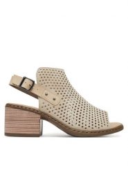 Rieker Sandały CEO-V0590-60 Beżowy jasny. Brązowe sandały damskie Rieker, bez wzorów, ze skóry, bez obcasa, na słupku. Za 339.99 zł.