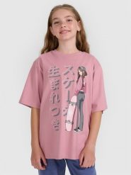 4F T-shirt oversize z nadrukiem dziewczęcy - różowy 122 (6-7 lat). Czerwone koszulki dziewczęce 4f, bez wzorów, ze skóry, bez ramiączek. W wyprzedaży za 39.99 zł.