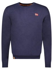 Geographical Norway Sweter w kolorze granatowym rozmiar: S. Niebieskie swetry męskie Geographical Norway, s, bez wzorów, bez kołnierzyka. Za 65.85 zł.