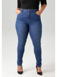 Aniston Dżinsy - Slim fit - w kolorze niebieskim rozmiar: 48. Niebieskie jeansy damskie Aniston, z podwyższonym stanem. Za 78.66 zł.