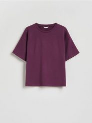 T-shirt z modalem - mahoniowy. Brązowe koszulki dziewczęce Reserved, bez wzorów, z dzianiny, bez ramiączek. Za 35.99 zł.