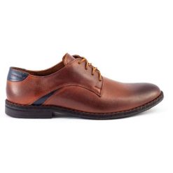 Lukas Eleganckie buty męskie 253LU brązowe. Brązowe buty wizytowe męskie na jesień, z jeansu, bez zapięcia. Za 367.89 zł.