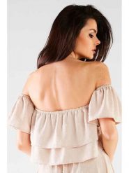 Awama Bluzka w kolorze beżowym rozmiar: L/XL. Brązowe bluzki damskie Awama, l, bez wzorów, bez kołnierzyka, bez ramiączek. Za 107.99 zł.