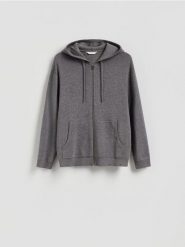 Sweter z kapturem - szary. Szare swetry męskie Reserved, l, bez wzorów, z dzianiny, bez kołnierzyka. Za 139.99 zł.