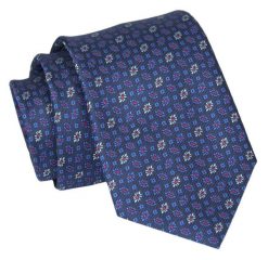 Krawat - ALTIES - Granat, Drobne Kwiatki. Niebieskie krawaty i muchy męskie Alties, bez wzorów, z tkaniny, eleganckie. Za 49.00 zł.