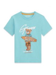 Guess T-Shirt L6GI09 K8HM4 Niebieski Regular Fit. Niebieskie t-shirty chłopięce Guess, z aplikacjami, z bawełny, bez ramiączek. Za 119.99 zł.