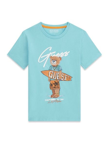 Guess T-Shirt L6GI09 K8HM4 Niebieski Regular Fit. Niebieskie t-shirty chłopięce Guess, z aplikacjami, z bawełny, bez ramiączek. Za 119.99 zł.