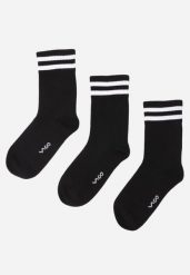 Czarne 3-pack Skarpety Długie z Paseczkami i Bawełną Simala. Czarne skarpetki damskie Born2be, bez wzorów, z bawełny. Za 29.99 zł.