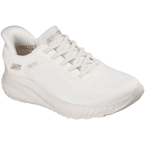 Buty sportowe damskie Skechers Bobs Squad Chaos C. Białe buty sportowe na co dzień damskie Skechers, bez wzorów, z materiału, trekkingowe. Za 511.00 zł.