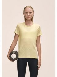 Koszulka Damska Sportowa Casall Soft Texture Tee Lekka Treningowa. Żółte bluzki sportowe damskie Casall, z bawełny, bez kołnierzyka, bez ramiączek. Za 222.30 zł.