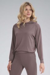Cienka Wiskozowa Bluza z Kapturem - Brązowa. Brązowe bluzy z kapturem damskie Figl, m, z elastanu. Za 199.00 zł.