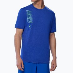 Koszulka do biegania męska Mizuno Core Run Tee. Niebieskie t-shirty sportowe męskie Mizuno, m, z materiału, bez ramiączek, do biegania. Za 94.99 zł.
