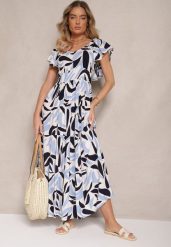 Niebieska Rozkloszowana Sukienka z Wiskozy w Geometryczny Wzór Anisoria. Niebieskie sukienki damskie Renee, na co dzień, l, bez wzorów, z wiskozy, eleganckie, bez kołnierzyka, bez ramiączek, midi, rozkloszowane. Za 79.99 zł.