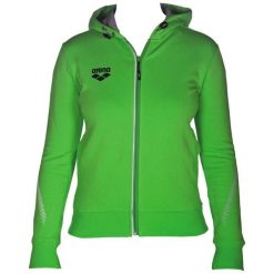 Bluza damska Arena Team Line Hooded Jacket z kapturem. Zielone bluzy sportowe damskie Arena, xs, bez wzorów, z bawełny, bez ramiączek, z kapturem. Za 131.98 zł.