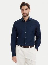 Tommy Hilfiger Koszula Dobby MW0MW43747 Granatowy Regular Fit. Niebieskie koszule męskie Tommy Hilfiger, m, bez wzorów, z bawełny, bez kołnierzyka, bez ramiączek. Za 329.99 zł.