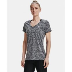 Koszulka damska Under Armour TECH SSV - TWIST. Czarne bluzki damskie Under Armour, bez wzorów, sportowe, bez kołnierzyka, bez ramiączek. W wyprzedaży za 94.35 zł.