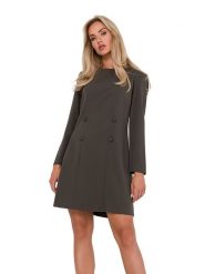 Made of emotion Sukienka w kolorze khaki rozmiar: XL. Brązowe sukienki damskie Made Of Emotion, na co dzień, xl, bez wzorów, bez kołnierzyka, bez ramiączek, midi, proste. Za 210.32 zł.