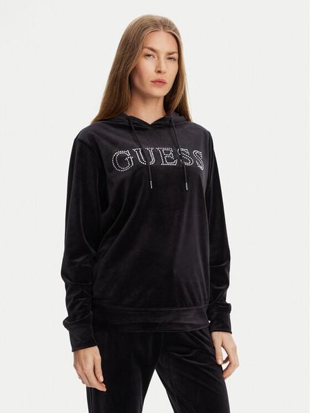 Guess Bluza V4RQ25 K0232 Czarny Regular Fit. Czarne bluzy bez kaptura damskie Guess, xl, z syntetyku. Za 229.99 zł.