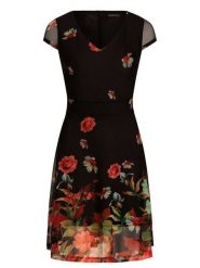 APART Sukienka w kolorze czarnym ze wzorem rozmiar: L. Czarne sukienki damskie Apart, l, bez wzorów, bez kołnierzyka, bez ramiączek, mini, rozkloszowane. Za 139.87 zł.