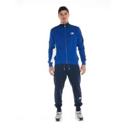 Bluza z pełny zamek błyskawiczny na co dzień. Niebieskie bluzy sportowe męskie LEONE 1947 APPAREL, bez wzorów, z bawełny, sportowe, bez kołnierzyka, bez ramiączek. W wyprzedaży za 281.60 zł.