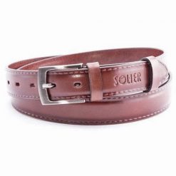 Skórzany elegancki pasek męski SOLIER SB09 ciemny brązowy 110 cm. Brązowe paski męskie Solier, bez wzorów, z materiału, eleganckie. Za 51.99 zł.
