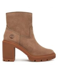 Timberland Botki Allington TB0A26WAEN51 Beżowy. Brązowe botki damskie Timberland, z nubiku, bez obcasa, na słupku, bez zapięcia. Za 599.99 zł.