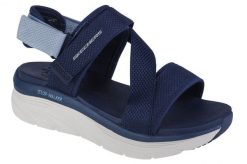 Sandały damskie, Skechers D'Lux Walker Kind Mind. Niebieskie obuwie trekkingowe damskie Skechers, bez wzorów, z materiału, bez obcasa. Za 299.99 zł.